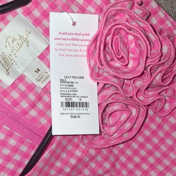 Pink Gingham Sleeveless Dress with Floral Accent - Picture 7 of 8